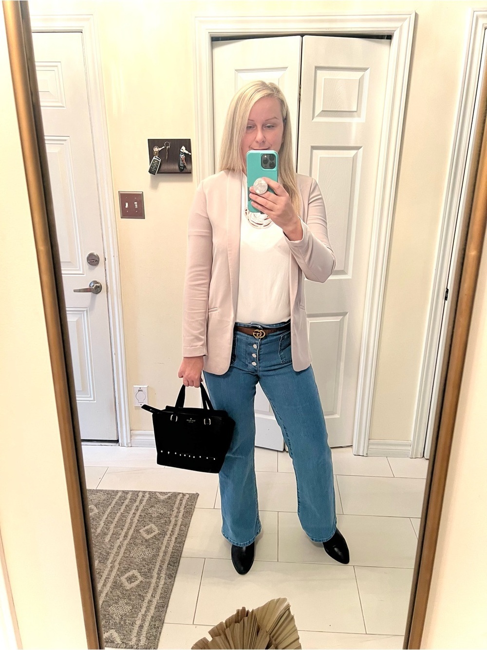 Dynamite Light Pink Open-Front Blazer